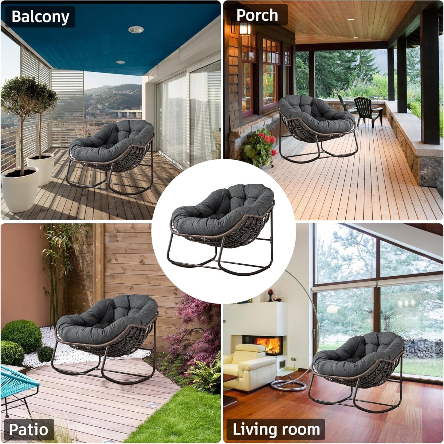 4-in-1 All-Weather Rattan Rocking Chair 2025 - Luxury Recliner for Patio, Balcony & Serene Indoor Relaxation