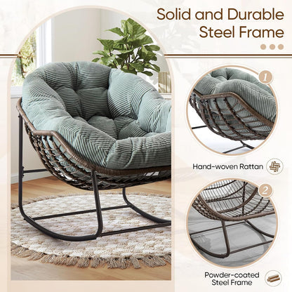 4-in-1 All-Weather Rattan Rocking Chair 2025 - Luxury Recliner for Patio, Balcony & Serene Indoor Relaxation