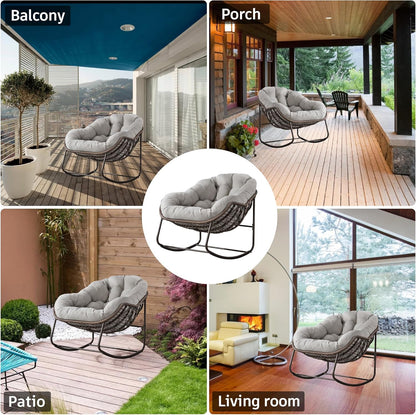4-in-1 All-Weather Rattan Rocking Chair 2025 - Luxury Recliner for Patio, Balcony & Serene Indoor Relaxation