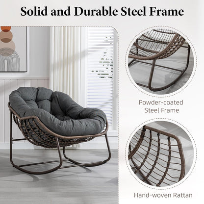 4-in-1 All-Weather Rattan Rocking Chair 2025 - Luxury Recliner for Patio, Balcony & Serene Indoor Relaxation