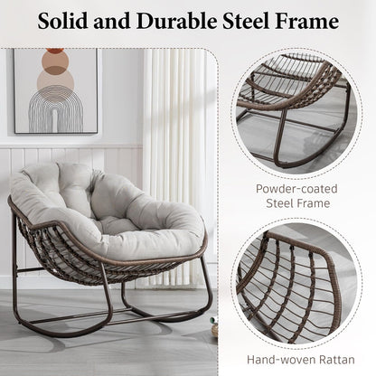 4-in-1 All-Weather Rattan Rocking Chair 2025 - Luxury Recliner for Patio, Balcony & Serene Indoor Relaxation