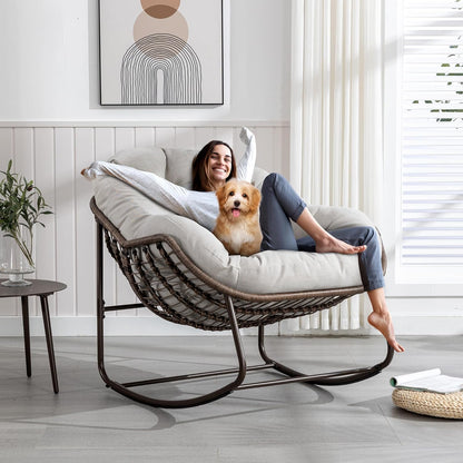 4-in-1 All-Weather Rattan Rocking Chair 2025 - Luxury Recliner for Patio, Balcony & Serene Indoor Relaxation